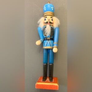 Blue 10 in Vintage Wooden Nutcracker Soldier Figurine Christmas Holiday Decor